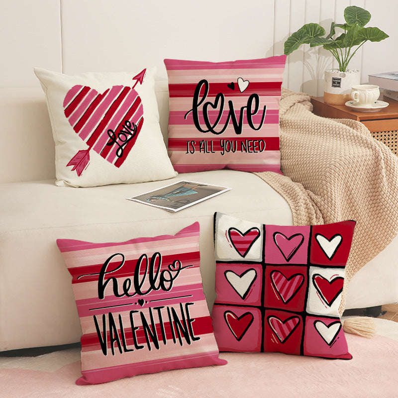 Valentine Heart Linen Pillow Covers for Cozy Home Decor
