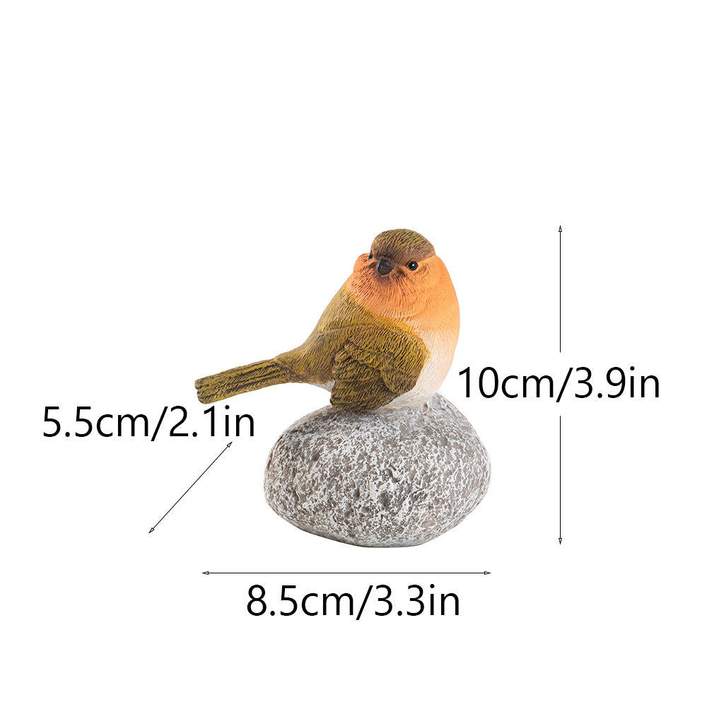 Resin Garden Birds Decor Outdoor Yard Patio Mini Statues Set