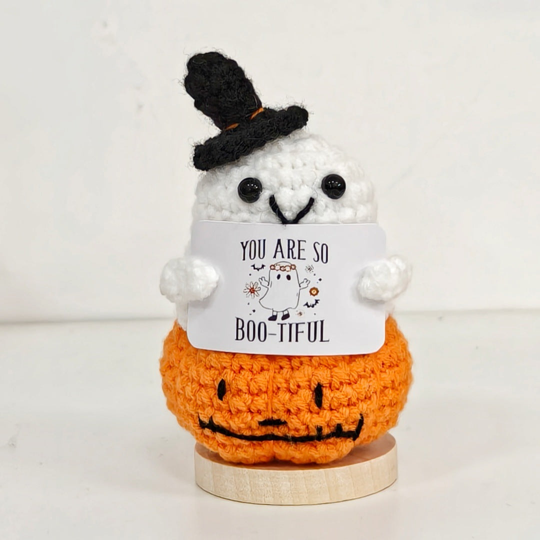 Handmade Crochet Doll Pumpkin Ghost Halloween Plush Decor