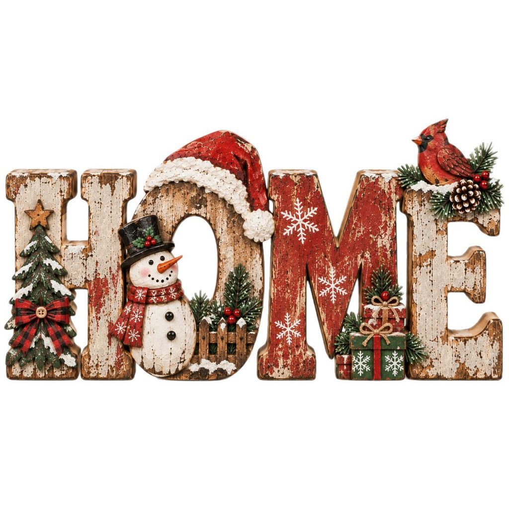 Christmas HOME Sign Wooden Tabletop Holiday Decor