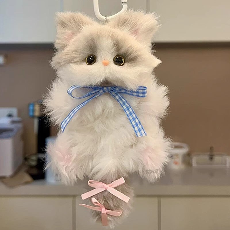 Cute Plush Cat Bag Charm Fluffy Keychain Pendant