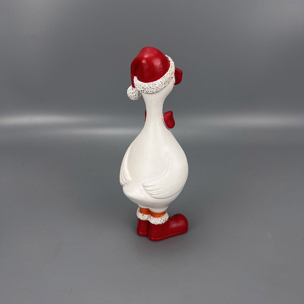 Cute Resin Christmas Duck Figurines Holiday Tabletop Decor