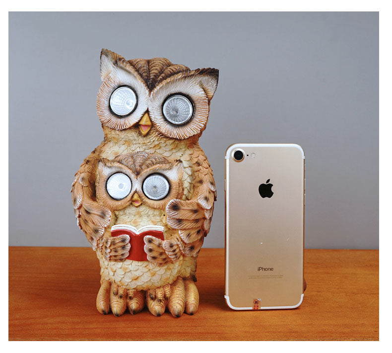 Solar Owl Garden Statue Resin Outdoor Yard Lawn Decor Light