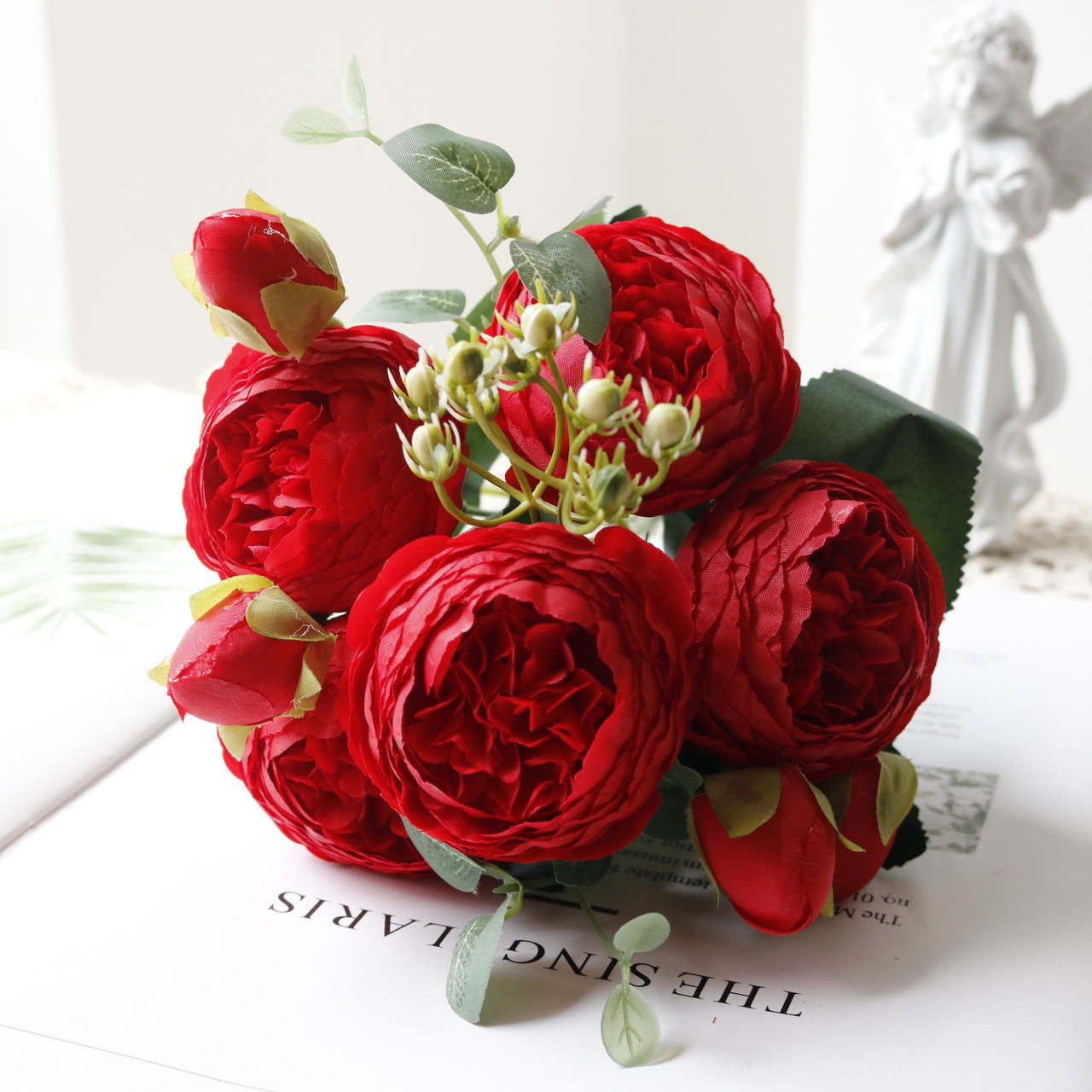 Valentine 5-Head Korean Faux Peony Persian Rose Mini Bouquet