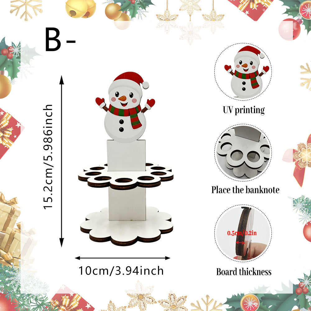 Wooden Christmas Snowman Santa Tabletop Decoration Holiday Decor