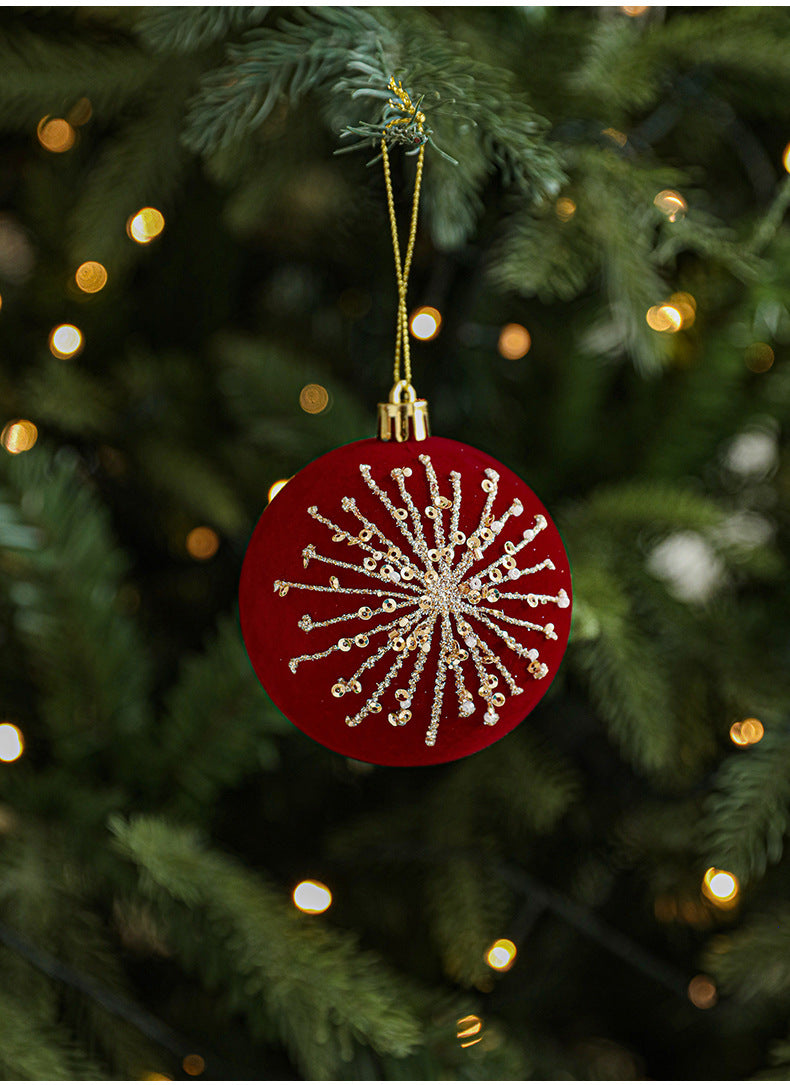 Burgundy Velvet Glitter Ball Christmas Tree Ornaments
