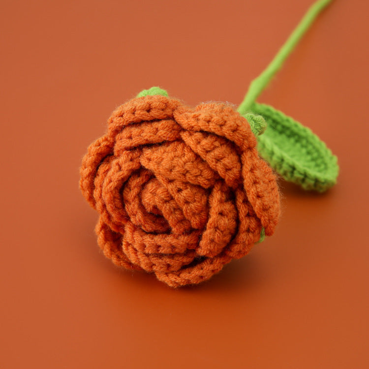Valentine Crochet Rose Artificial Flower for Home Decor
