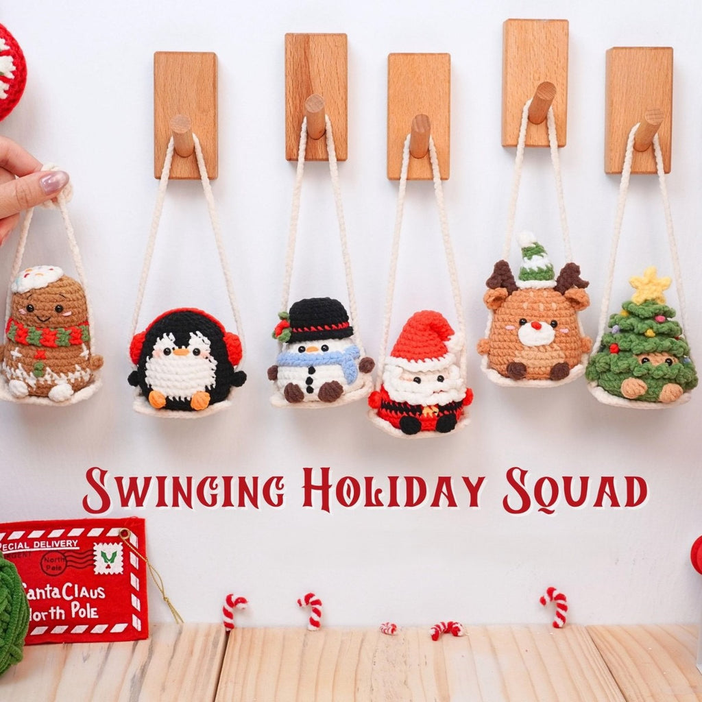 Handmade Crochet Christmas Swing Ornament Holiday Decor