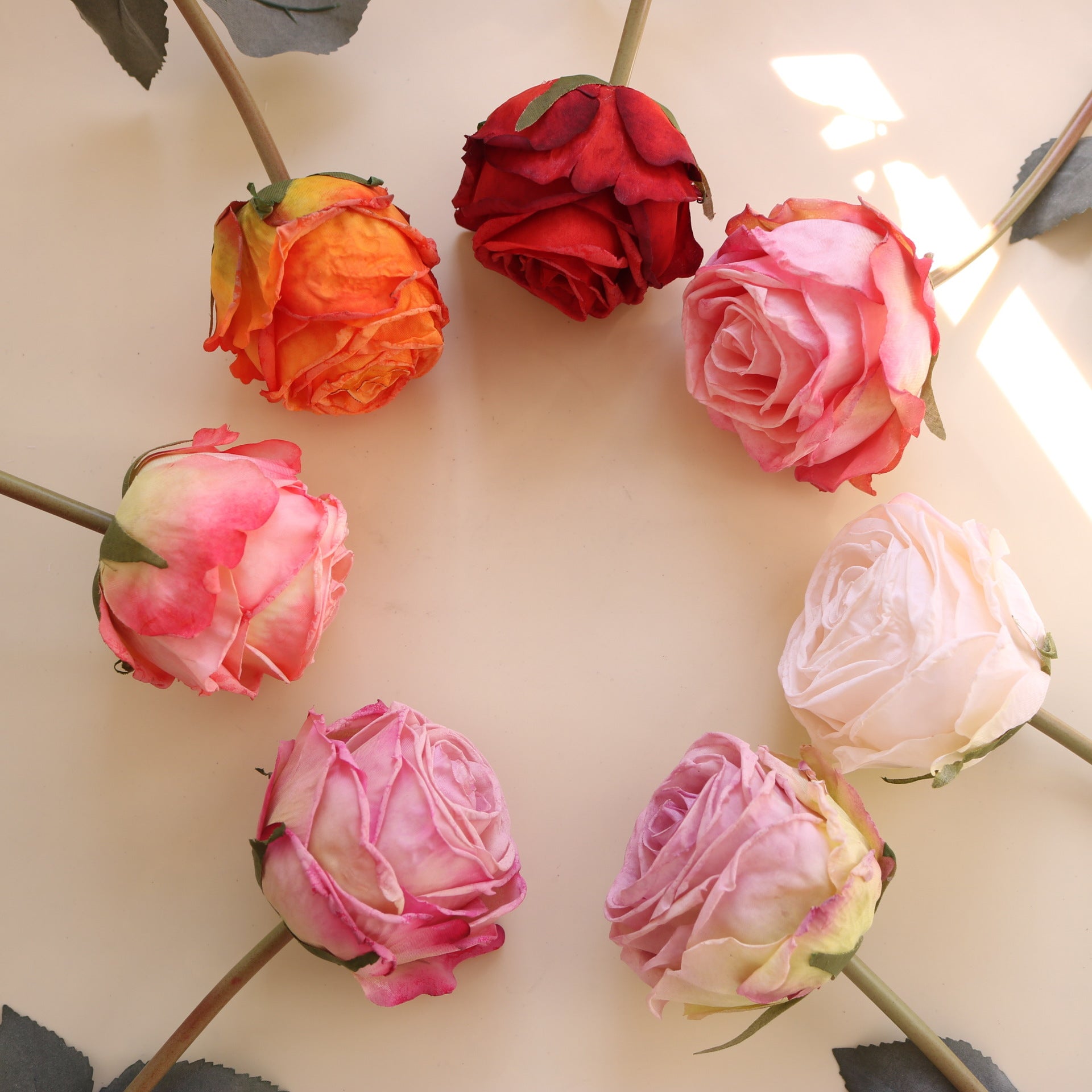 Valentine Single Stem Faux Burnt Edge Romantic Rose Decor