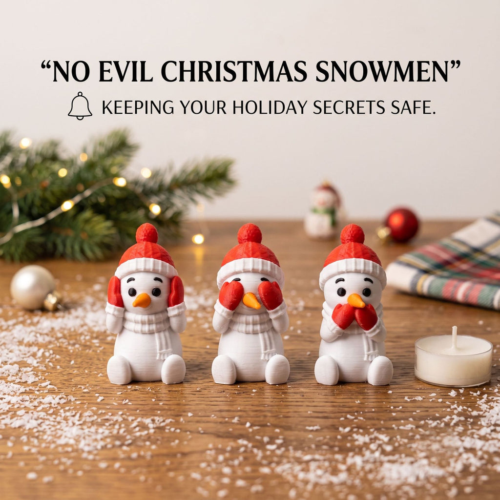 3D Printed Christmas Snowman Figurine Holiday Tabletop Decor Set