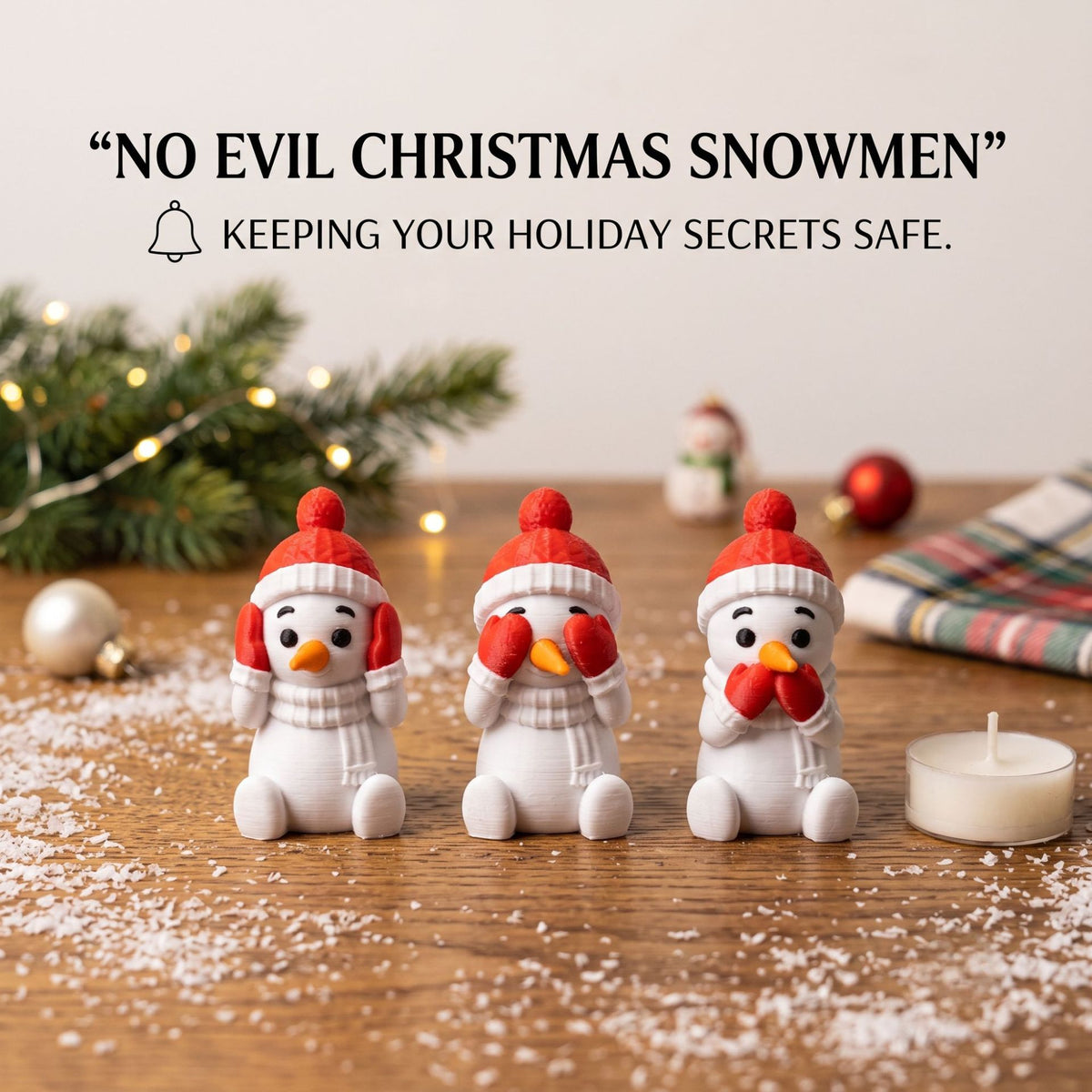3D Printed Christmas Snowman Figurine Holiday Tabletop Decor Set