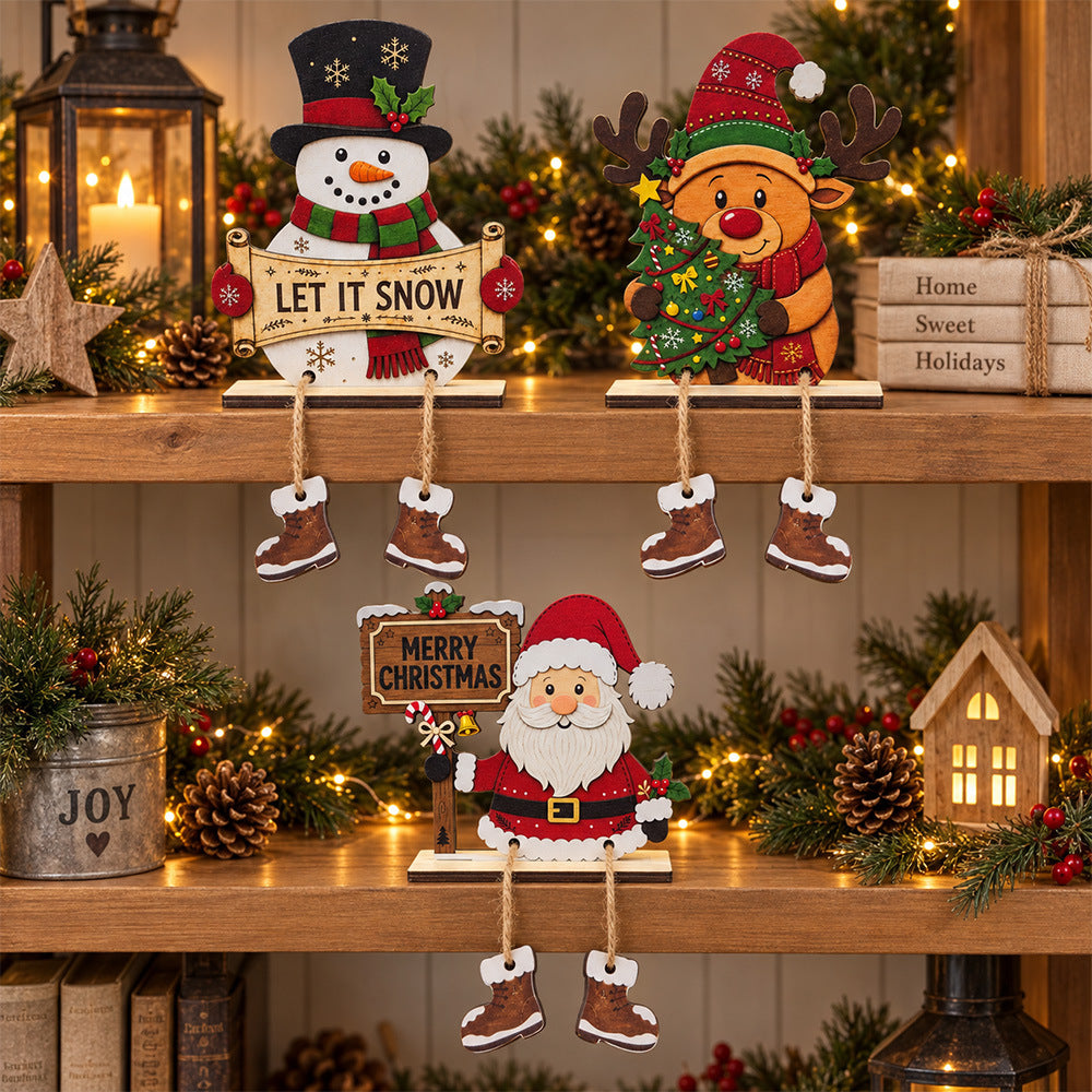 Christmas Gnome Wooden Tabletop Decor With Boots