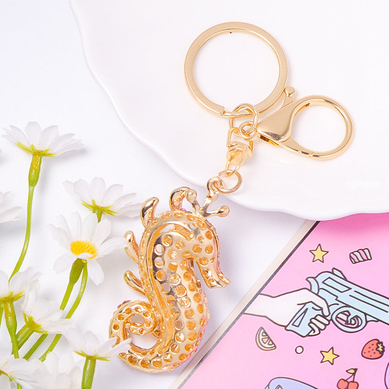 Rhinestone Seahorse Keychain Ocean Animal Bag Charm