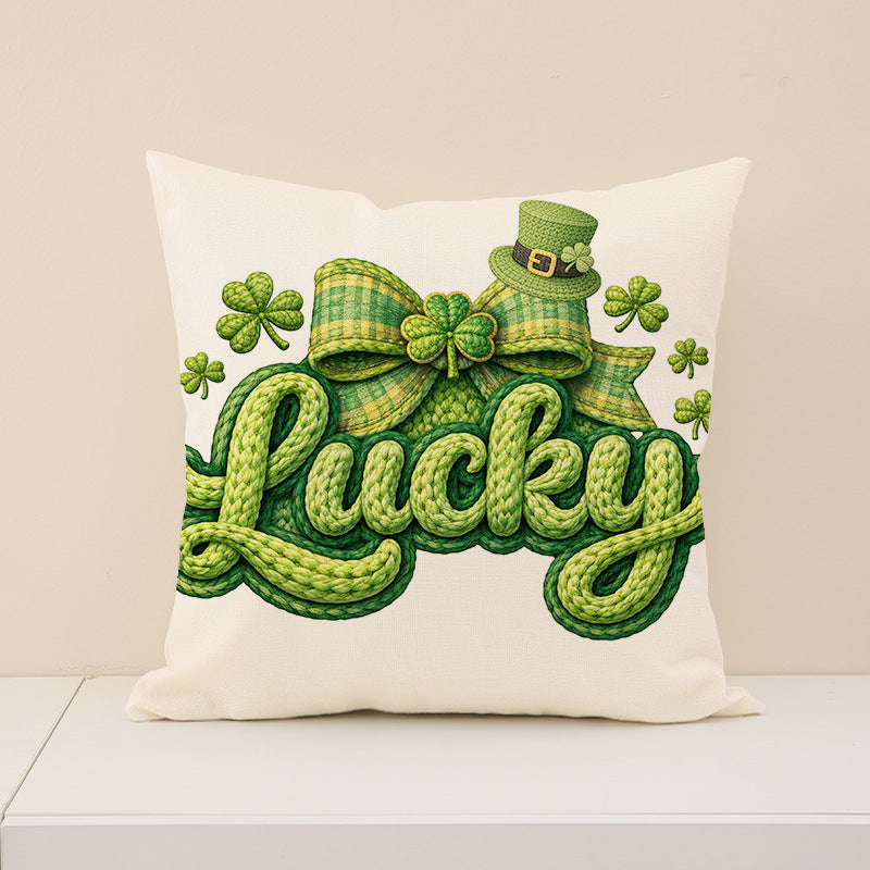 St Patrick’s Day Shamrock Pillow Cover Home Decor 18x18 Inch