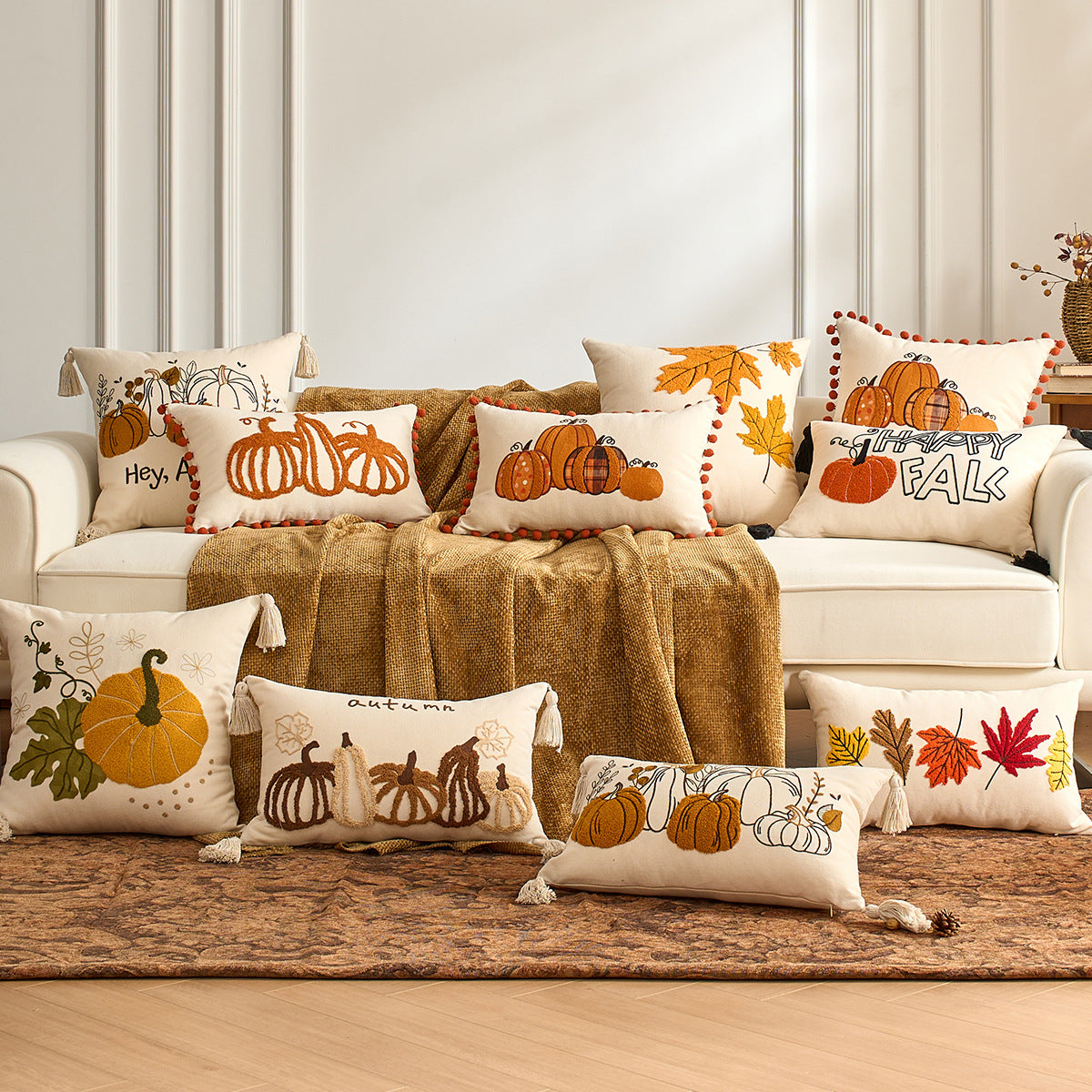 Fall Pumpkin Pillow Covers Halloween Thanksgiving Home Decor