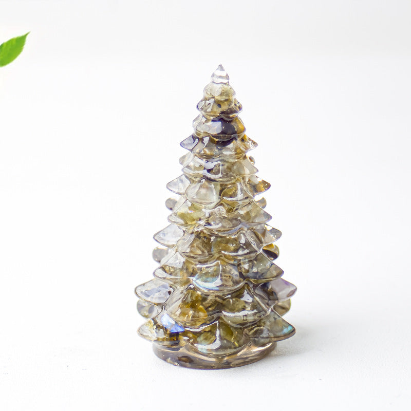 Mini Christmas Tree Resin Ornament Holiday Tabletop Decor