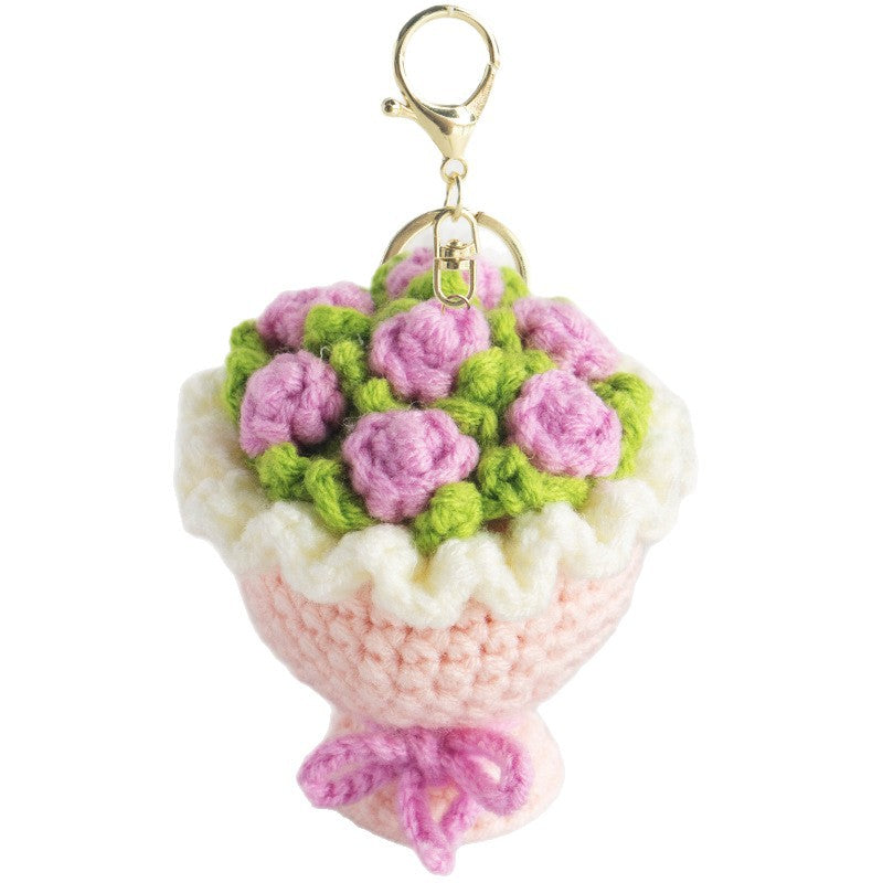 Crochet Mini Flower Bouquet Keychain for Gifts & Home Decor