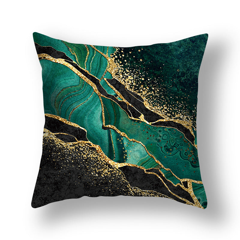 Abstract Gold Foil Linen Throw Pillow Cover 18x18 Square