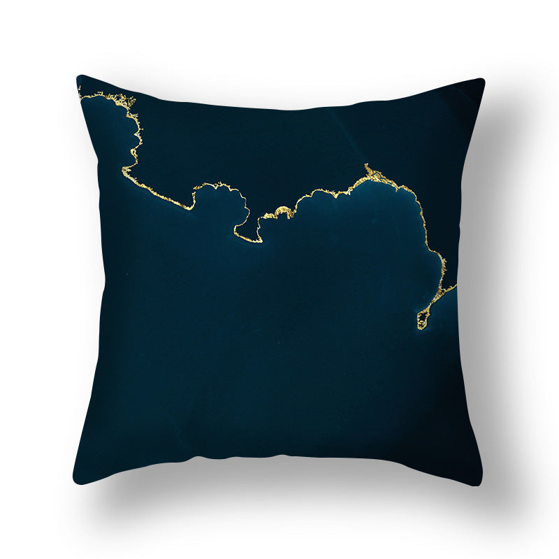 Abstract Gold Marble Square Throw Pillow Cover Velvet