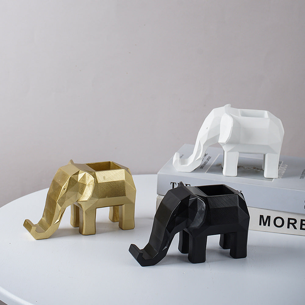 Geometric Elephant Pen Holder and Phone Stand Home Decor
