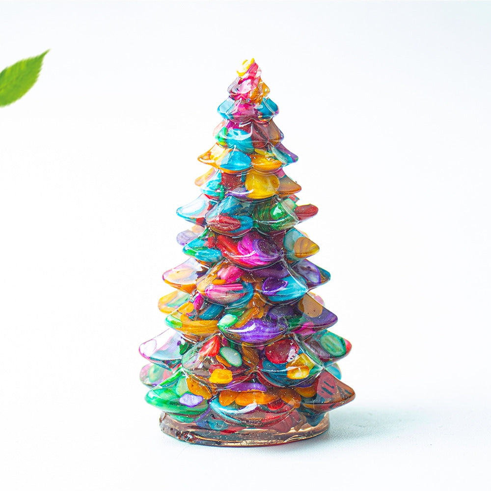 Mini Christmas Tree Resin Ornament Holiday Tabletop Decor