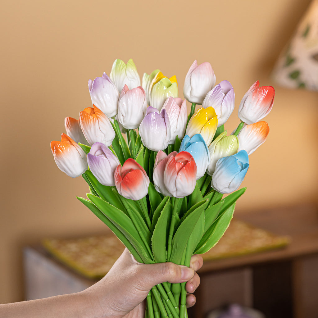 Handcrafted Ceramic Tulip Bloom Floral Stem Home Decor