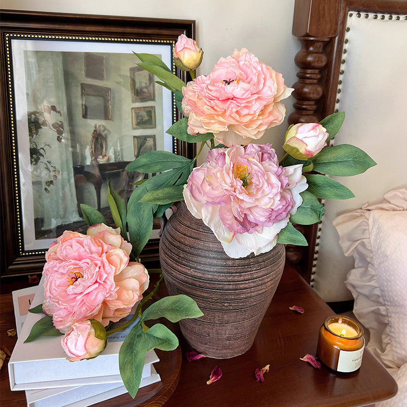 Artificial Peony Flower Stem Faux Floral Vase Home Decor