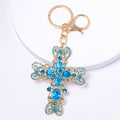 Rhinestone Heart Cross Keychain Crystal Metal Bag Charm