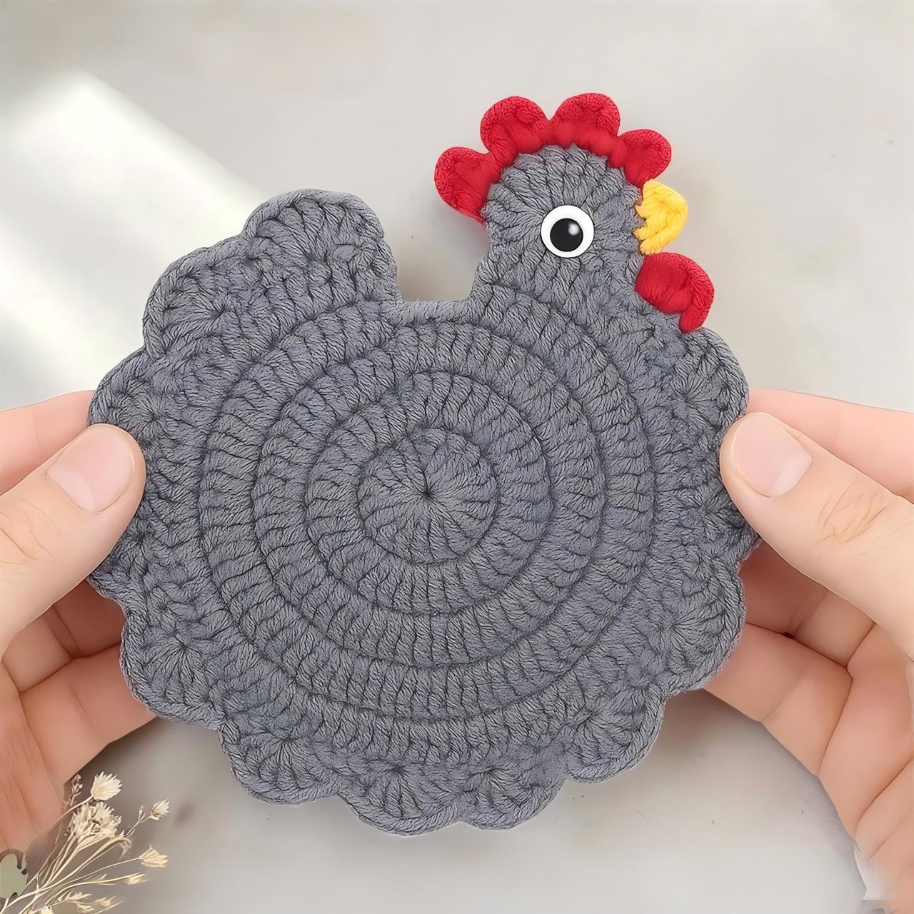 Handmade Crochet Chicken Coaster Placemat Table Decor