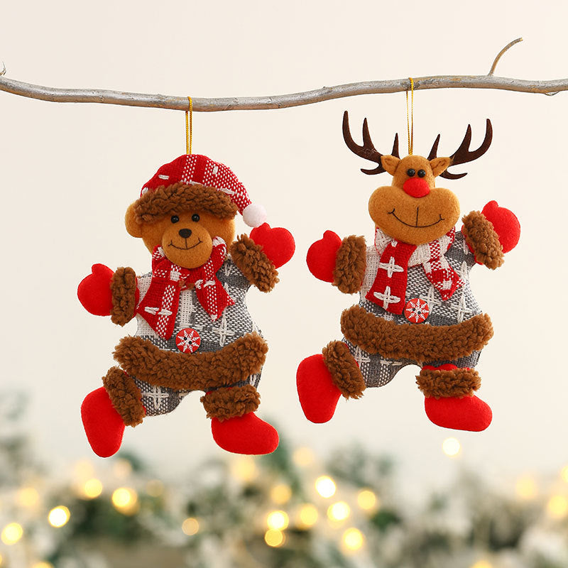 Cozy Plush Christmas Character Ornament Holiday Decoration Set