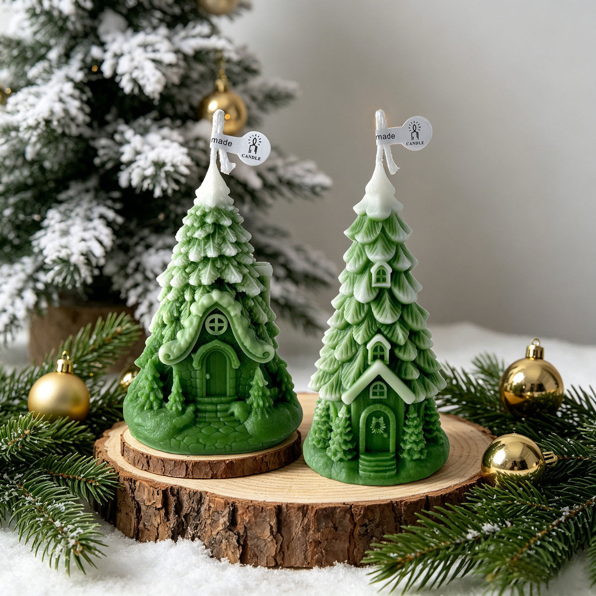 Christmas Tree Candle Holiday Decor Seasonal Gift Tabletop Accent