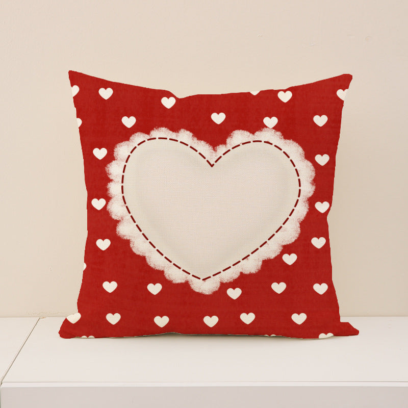 Red Valentine's Day Heart Pillow Covers Set for Sofa Decor