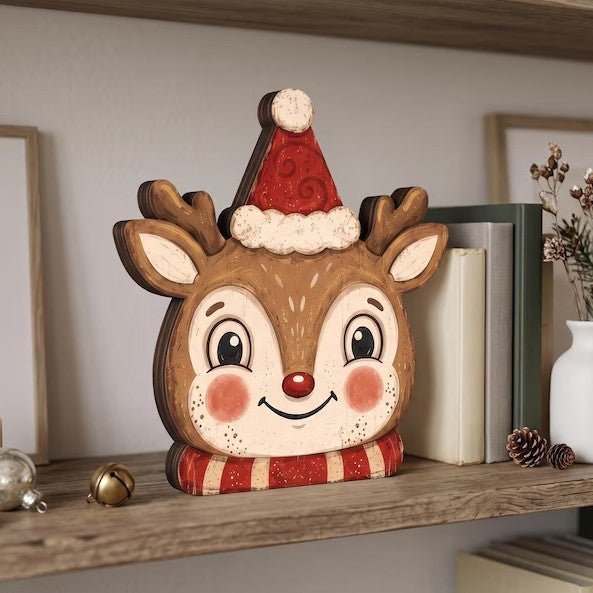 Christmas Wooden Tabletop Figurine Holiday Decor Display