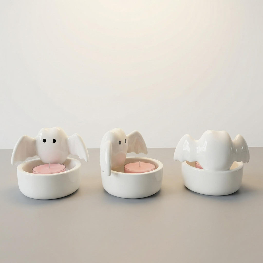 Cute Ghost Ceramic Candle Holder for Halloween Decor