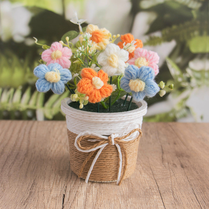 Crochet Puff Flower Pot Large Woven Basket Decor