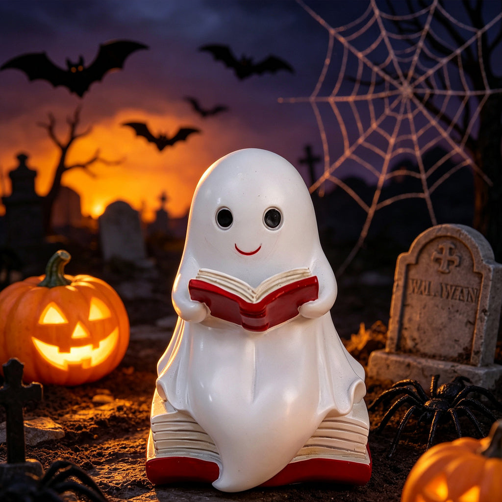 Halloween Ghost Resin Figurine Moon Night Tabletop Decor