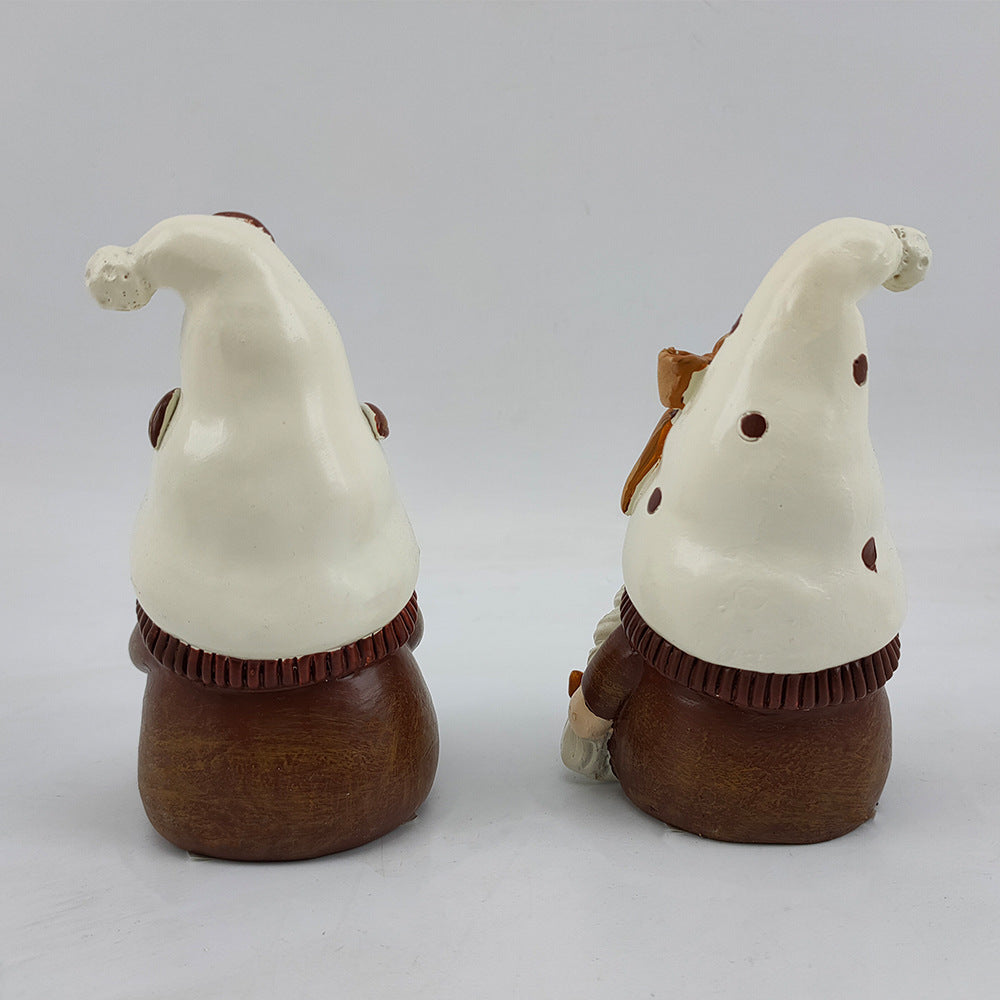 Resin Christmas Gnome Coffee Tabletop Decor Figurine Set
