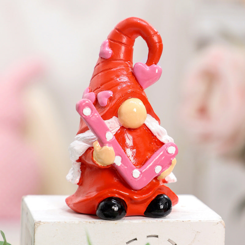 Valentine’s Day Resin Gnome Figurine LOVE Decor Gift