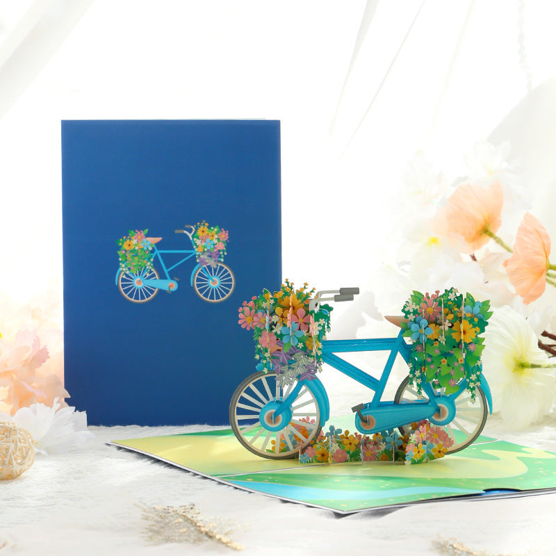 Valentines Day Floral Bicycle Greeting Card Handmade Gift