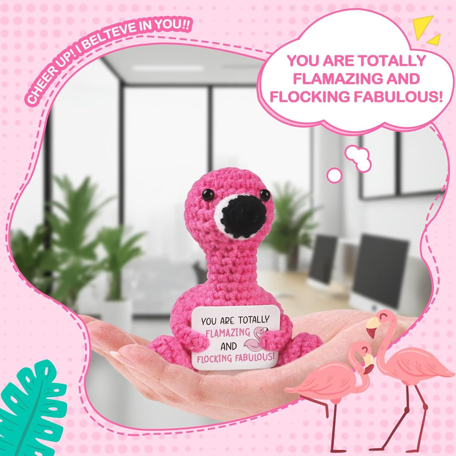 Handmade Crochet Flamingo Plush Positive Gift Decor