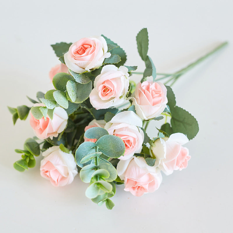 Artificial Mini Rose Bouquet Faux Silk Floral Arrangement