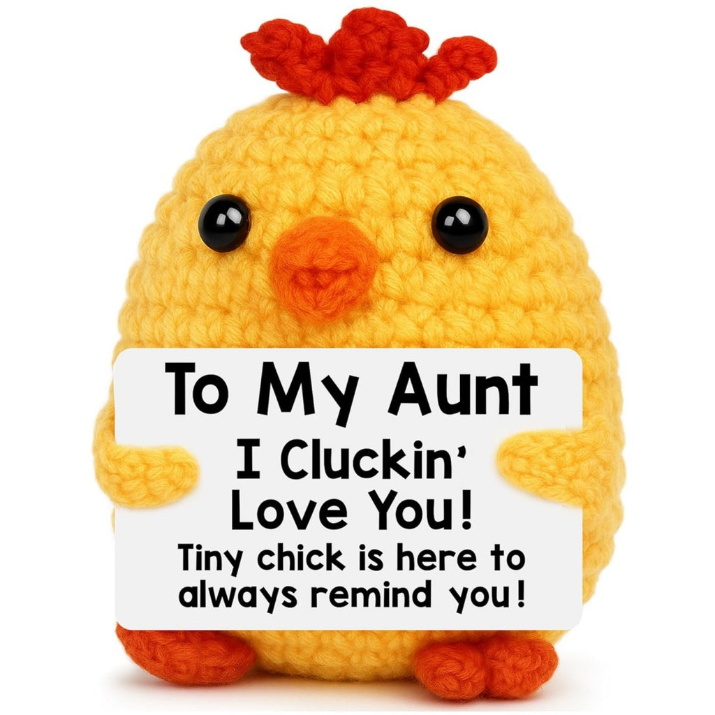 Handmade Crochet Chicken Plush Positive Message Gift