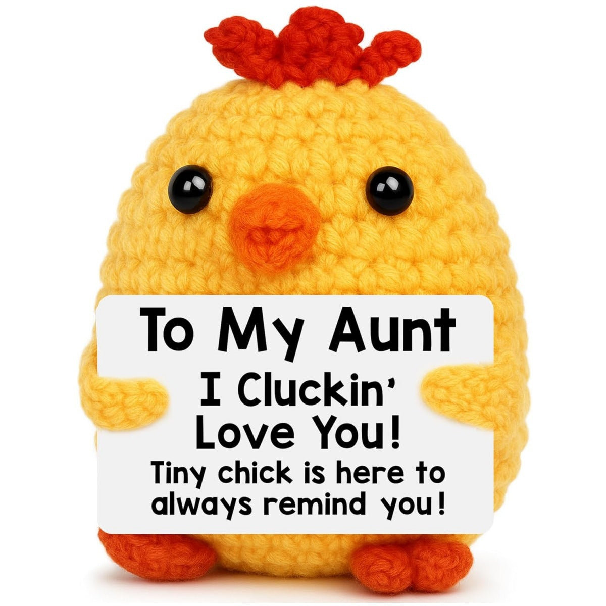 Handmade Crochet Chicken Plush Positive Message Gift