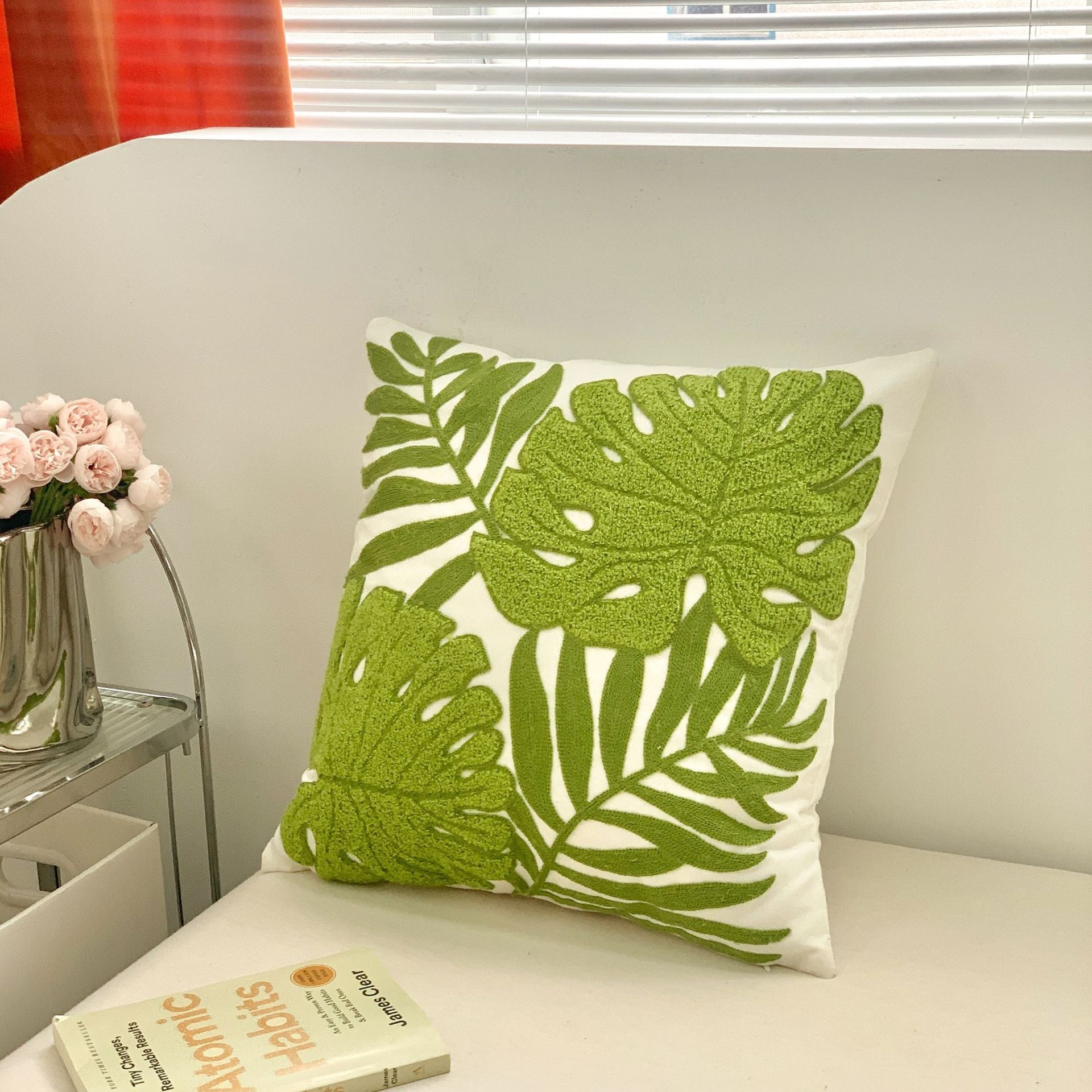 St. Patrick’s Day Green Botanical Embroidered Pillow Cover