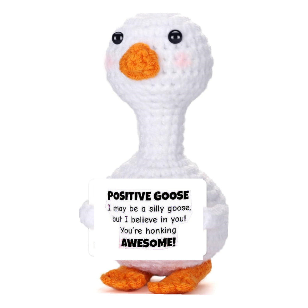 Handmade Crochet Goose Positive Message Plush Gift