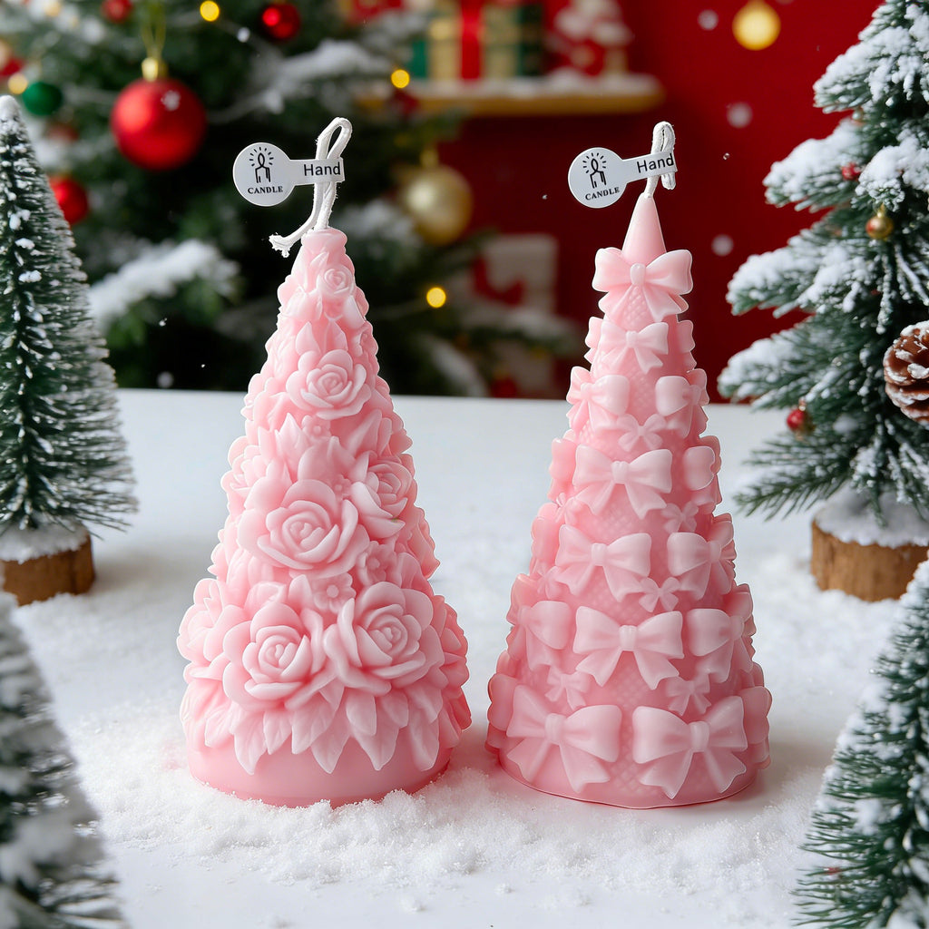 Bow Christmas Tree Candle Decorative Candle Holiday Home Decor