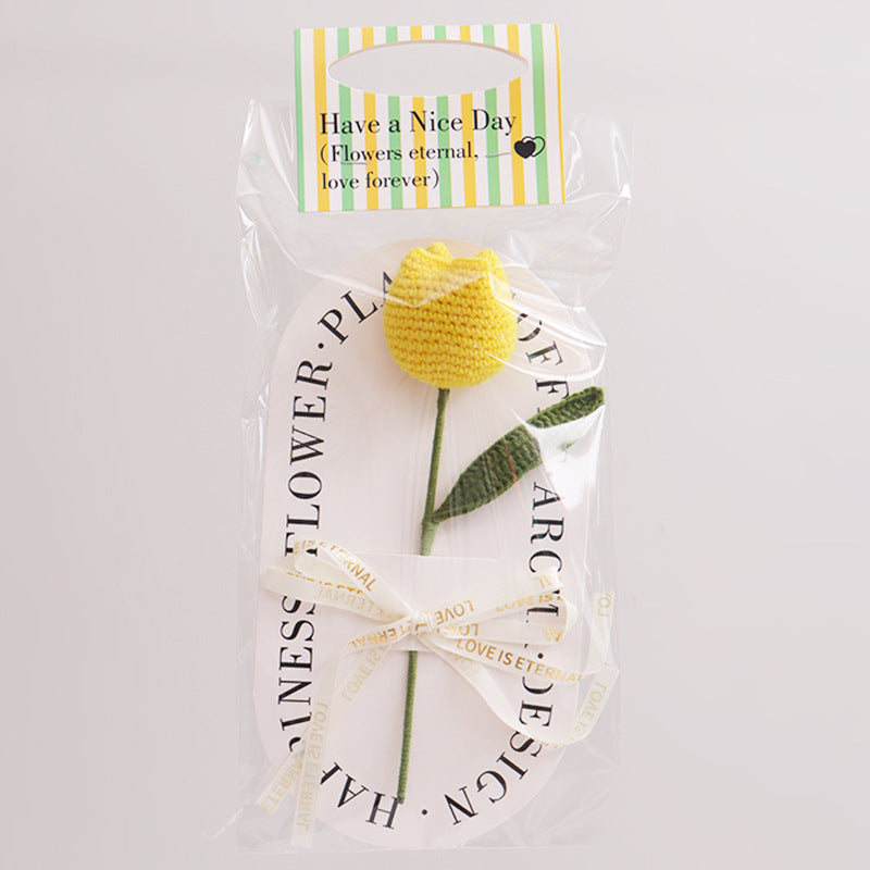 Handmade Chubby Tulip Crochet Flower Decorative Gift