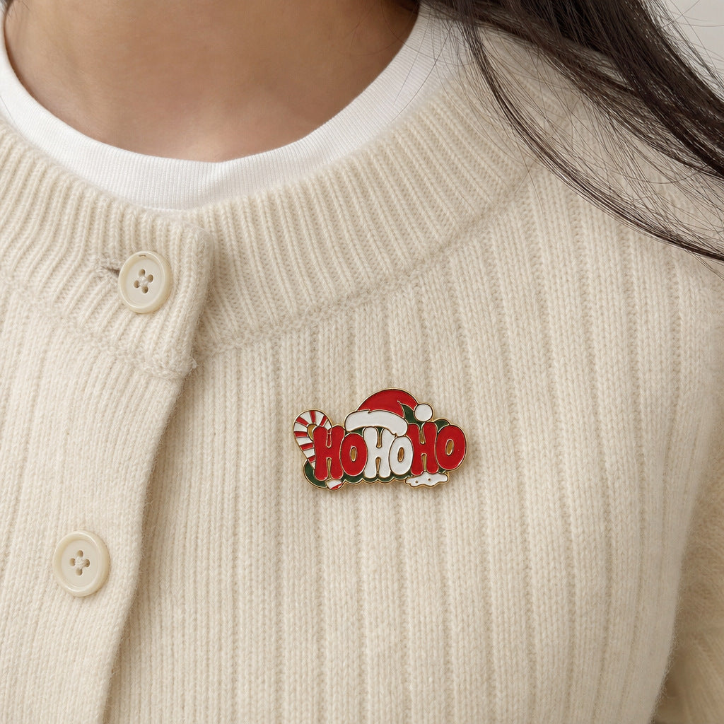 Christmas Ho Ho Ho Enamel Pin Holiday Brooch