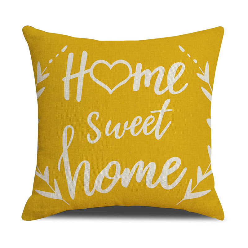 Linen Geometric Letter Throw Pillow Cover Square Sofa Decor