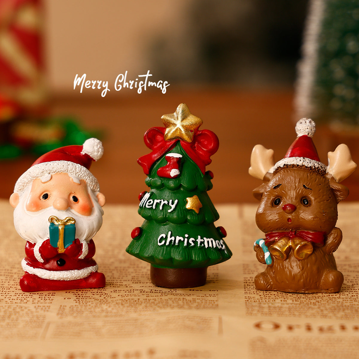 Christmas Resin Tabletop Decor Santa Tree Reindeer Holiday Figurine